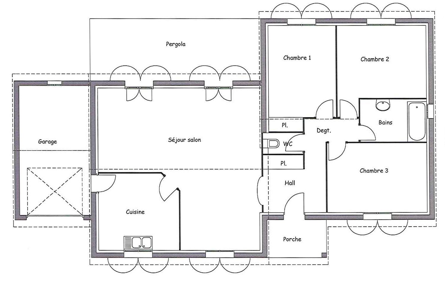 0 plan de maison contemporaine chene 100m maisons bati france